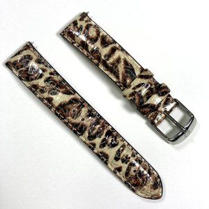 Michele Leopard Print Leather Watch Strap, 18mm